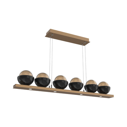 Cabochon Smoke Linear LED Chandelier in Novel Brass/Black Marble (44-Inch).