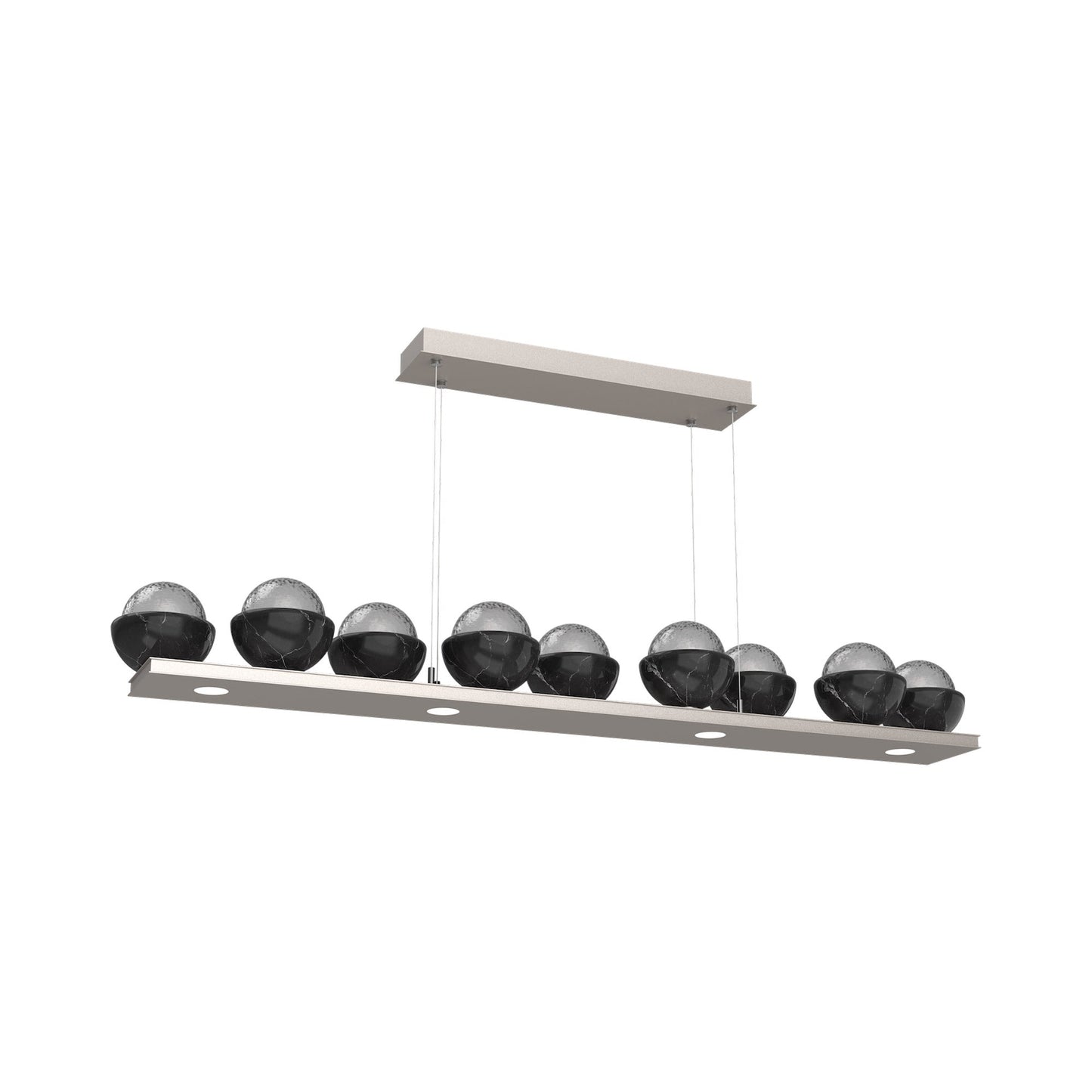 Cabochon Smoke Linear LED Chandelier in Beige Silver/Black Marble (58.8-Inch).