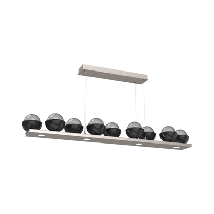 Cabochon Smoke Linear LED Chandelier in Beige Silver/Black Marble (58.8-Inch).