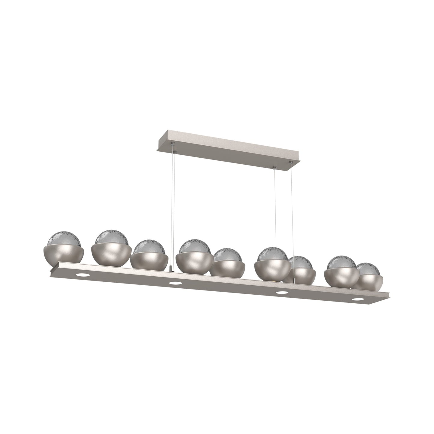 Cabochon Smoke Linear LED Chandelier in Beige Silver/Matching Finish (58.8-Inch).