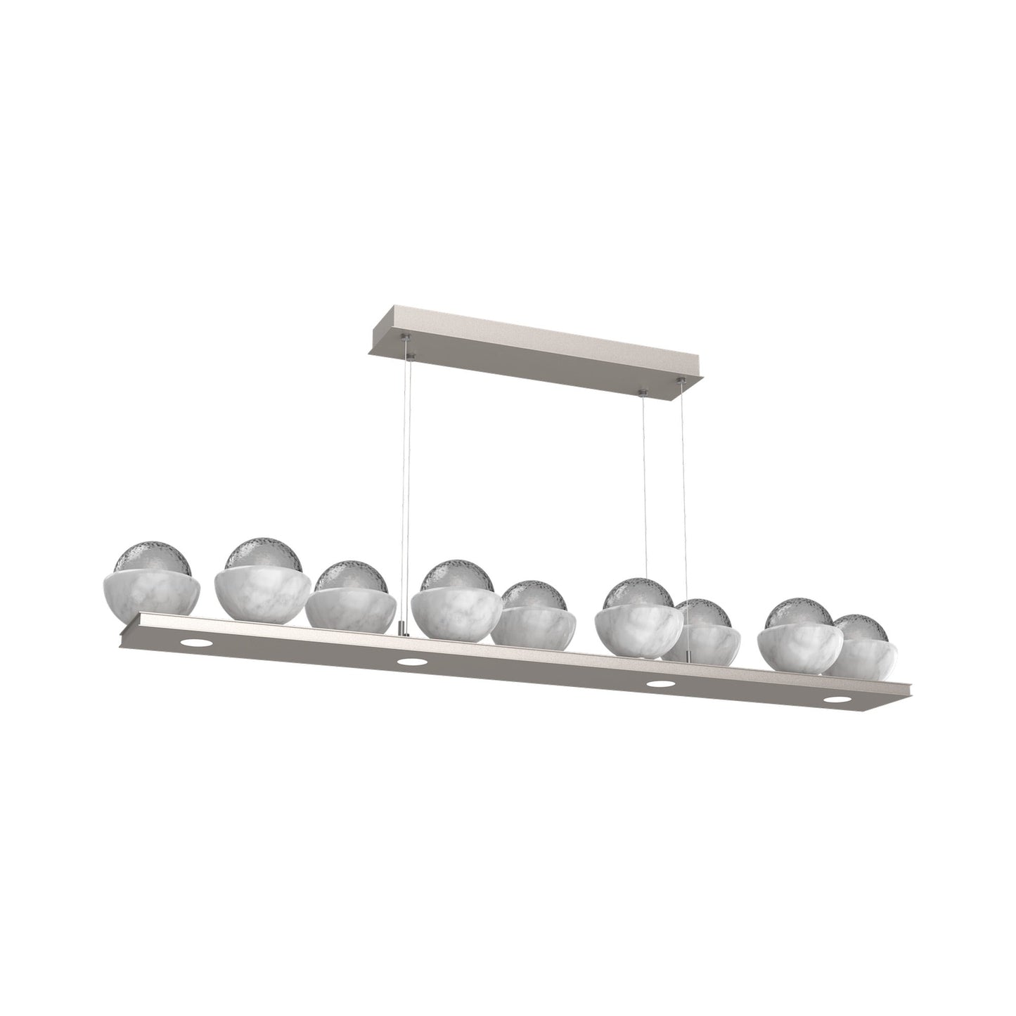 Cabochon Smoke Linear LED Chandelier in Beige Silver/White Marble (58.8-Inch).