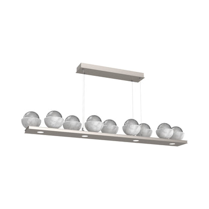Cabochon Smoke Linear LED Chandelier in Beige Silver/White Marble (58.8-Inch).