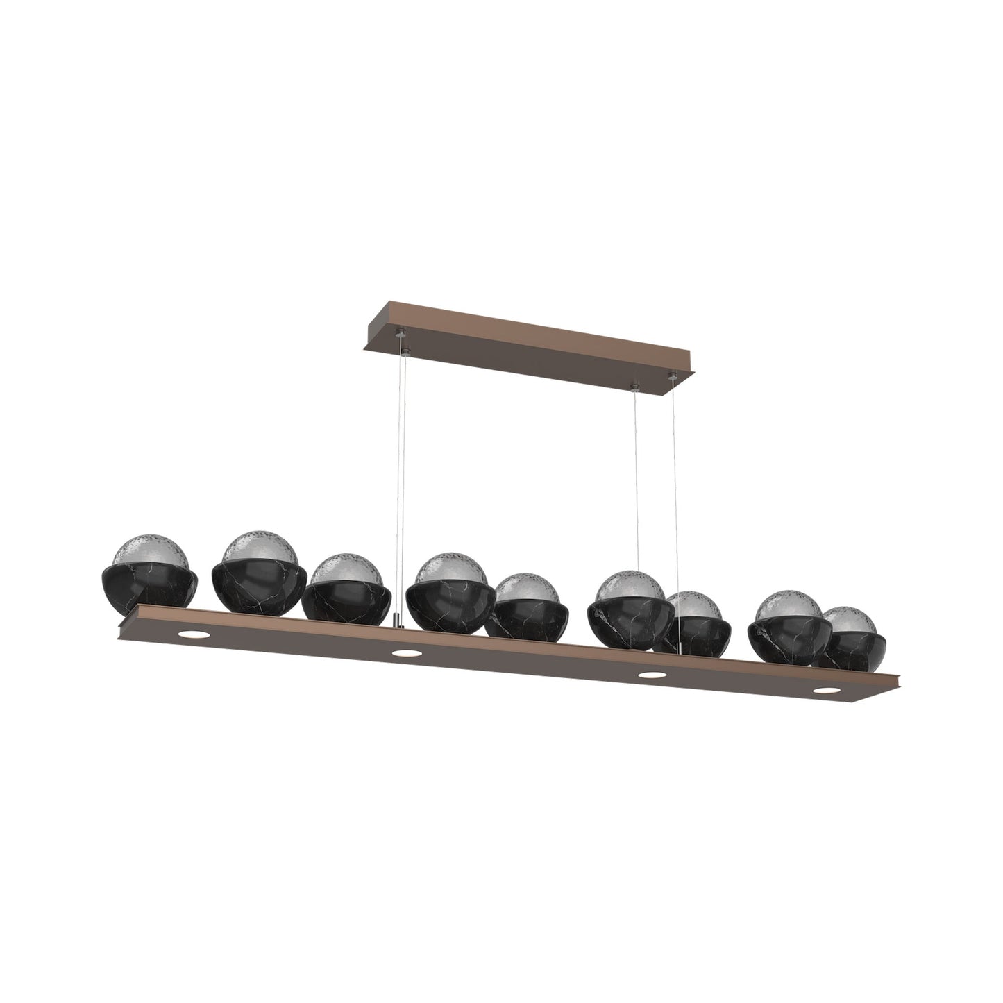 Cabochon Smoke Linear LED Chandelier in Burnished Bronze/Black Marble (58.8-Inch).
