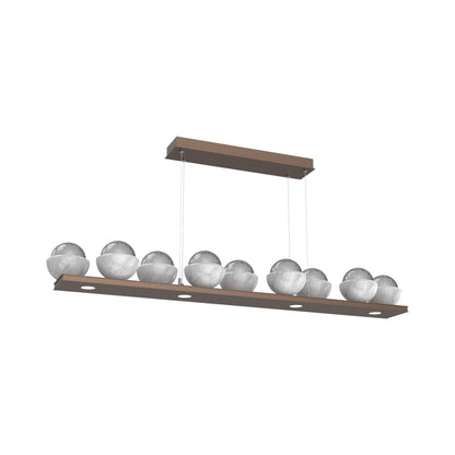Cabochon Smoke Linear LED Chandelier in Burnished Bronze/White Marble (58.8-Inch).