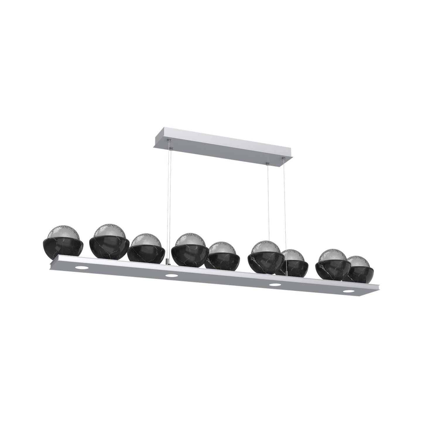 Cabochon Smoke Linear LED Chandelier in Classic Silver/Black Marble (58.8-Inch).