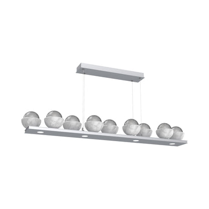 Cabochon Smoke Linear LED Chandelier in Classic Silver/White Marble (58.8-Inch).