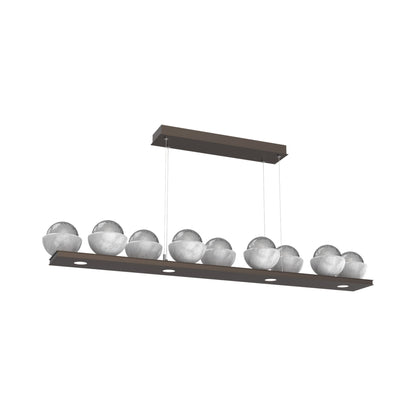 Cabochon Smoke Linear LED Chandelier in Flat Bronze/White Marble (58.8-Inch).
