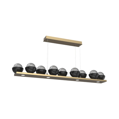Cabochon Smoke Linear LED Chandelier in Gilded Brass/Black Marble (58.8-Inch).