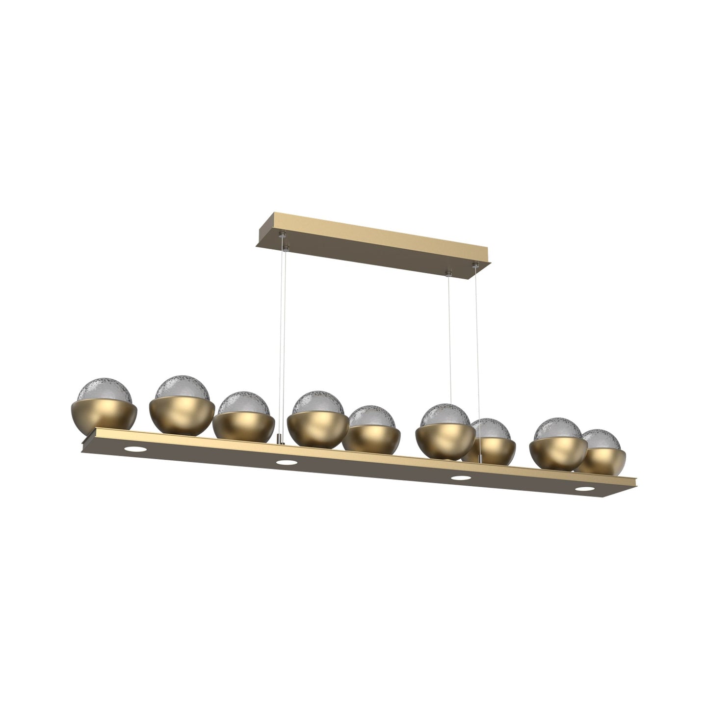 Cabochon Smoke Linear LED Chandelier in Gilded Brass/Matching Finish (58.8-Inch).