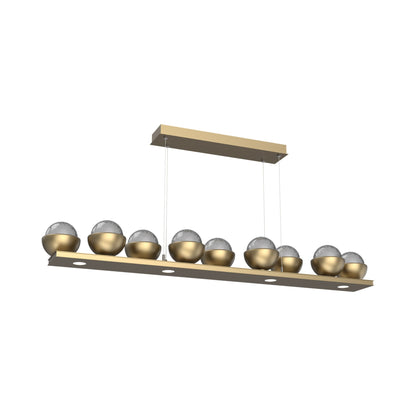 Cabochon Smoke Linear LED Chandelier in Gilded Brass/Matching Finish (58.8-Inch).