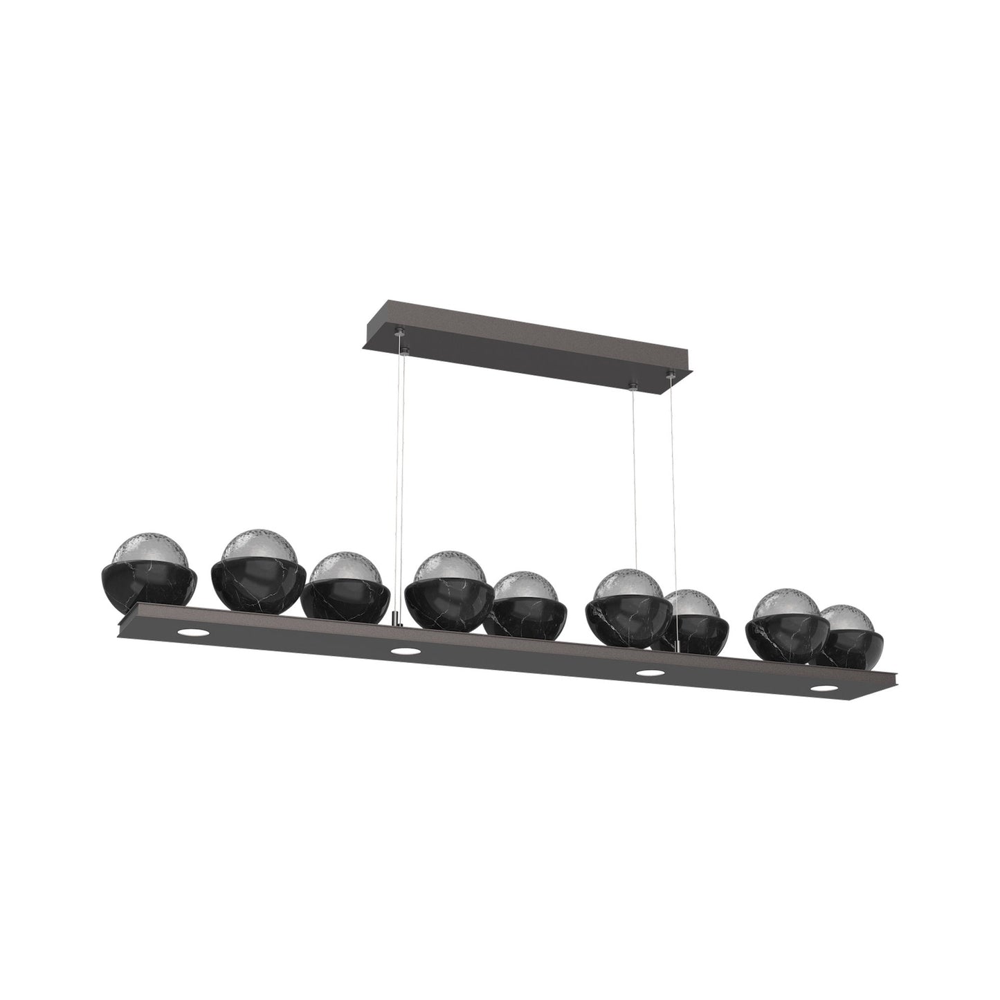 Cabochon Smoke Linear LED Chandelier in Graphite/Black Marble (58.8-Inch).