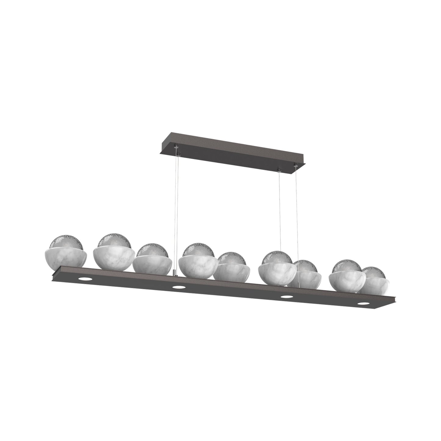 Cabochon Smoke Linear LED Chandelier in Graphite/White Marble (58.8-Inch).
