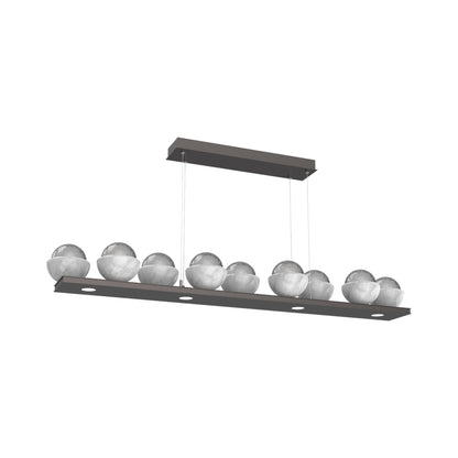 Cabochon Smoke Linear LED Chandelier in Graphite/White Marble (58.8-Inch).