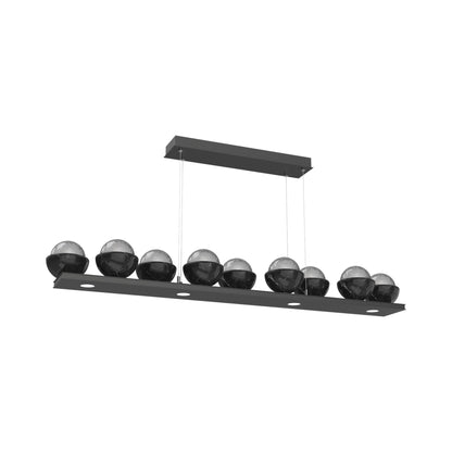 Cabochon Smoke Linear LED Chandelier in Matte Black/Black Marble (58.8-Inch).
