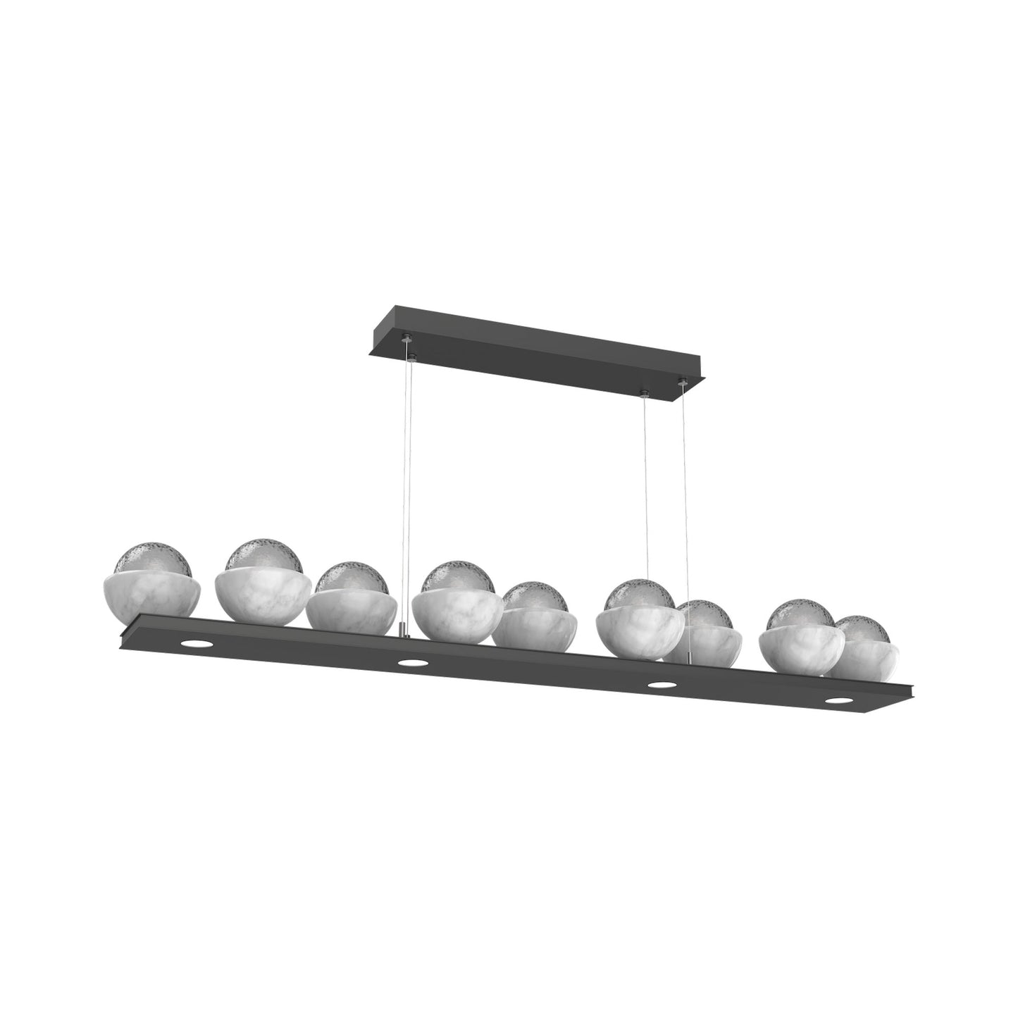 Cabochon Smoke Linear LED Chandelier in Matte Black/White Marble (58.8-Inch).