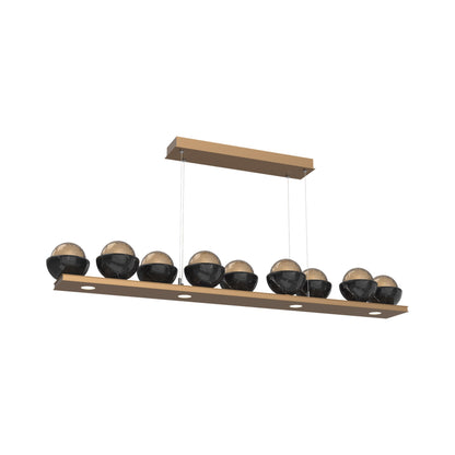Cabochon Smoke Linear LED Chandelier in Novel Brass/Black Marble (58.8-Inch).