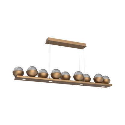 Cabochon Smoke Linear LED Chandelier in Novel Brass/Matching Finish (58.8-Inch).
