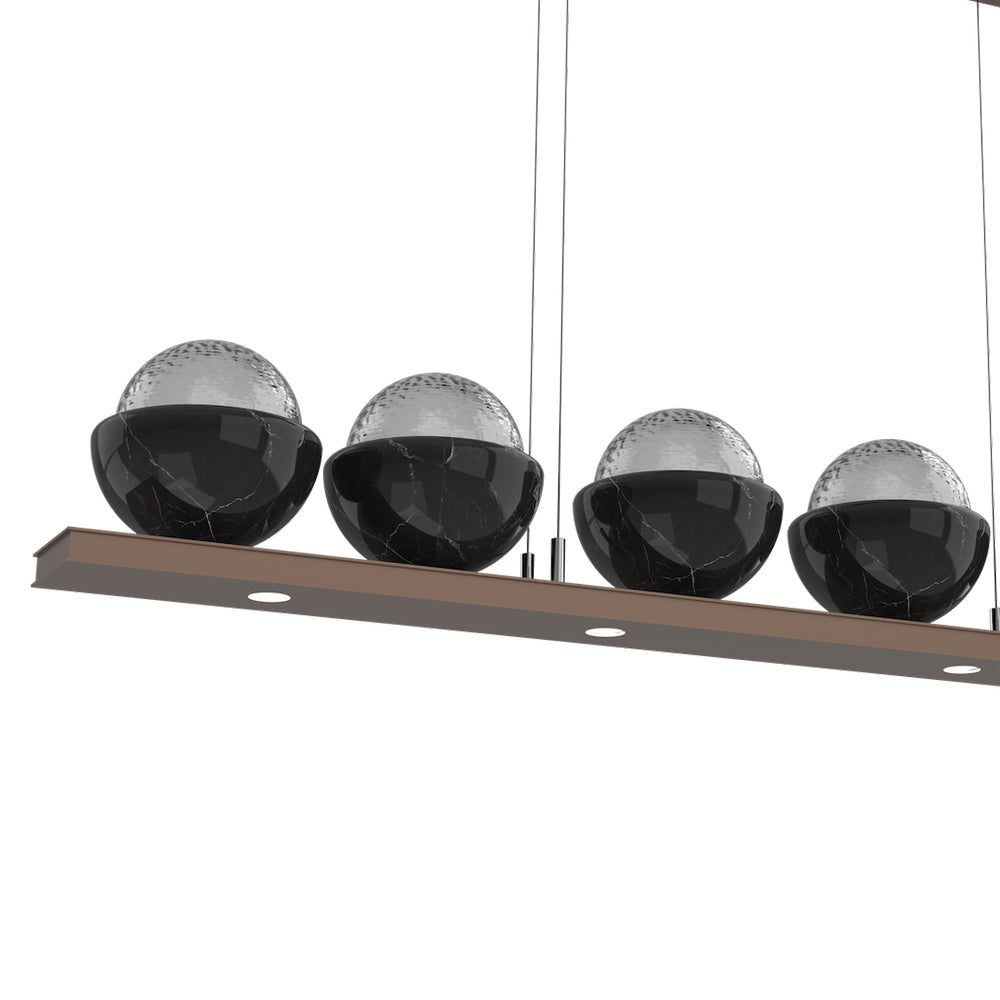 Cabochon Smoke Linear LED Chandelier in Detail.