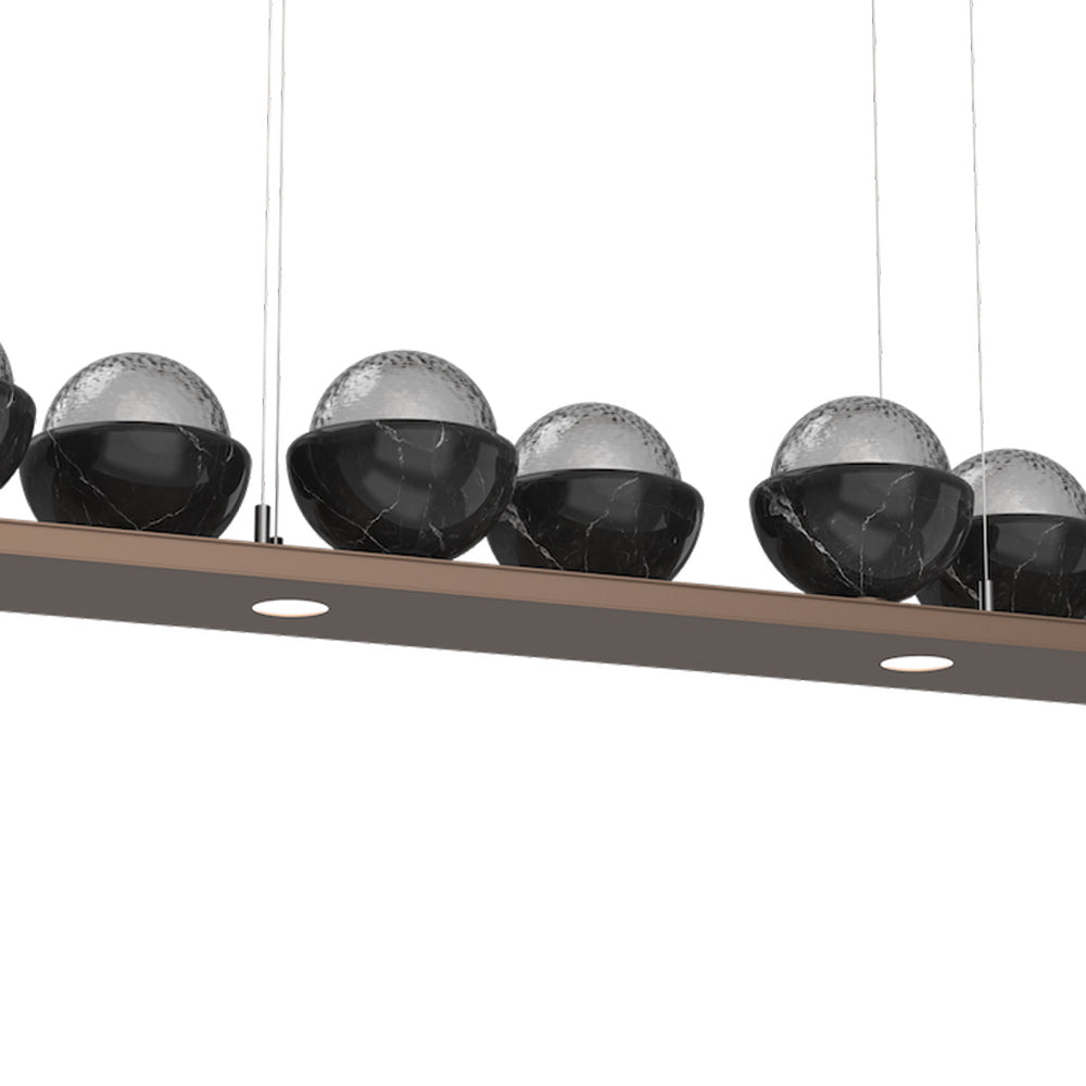 Cabochon Smoke Linear LED Chandelier in Detail.