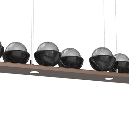 Cabochon Smoke Linear LED Chandelier in Detail.