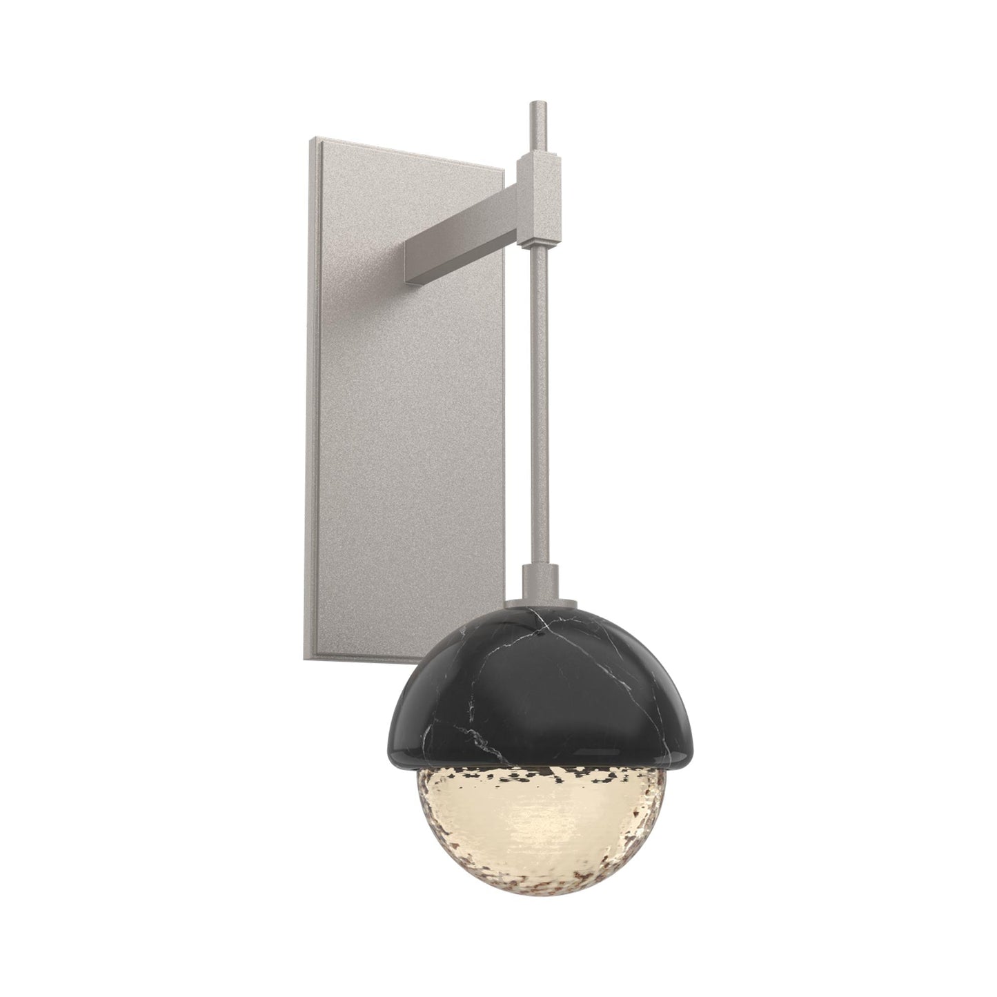 Cabochon Tempo LED Wall Light in Beige Silver/Amber Blown Glass (Black Marble).