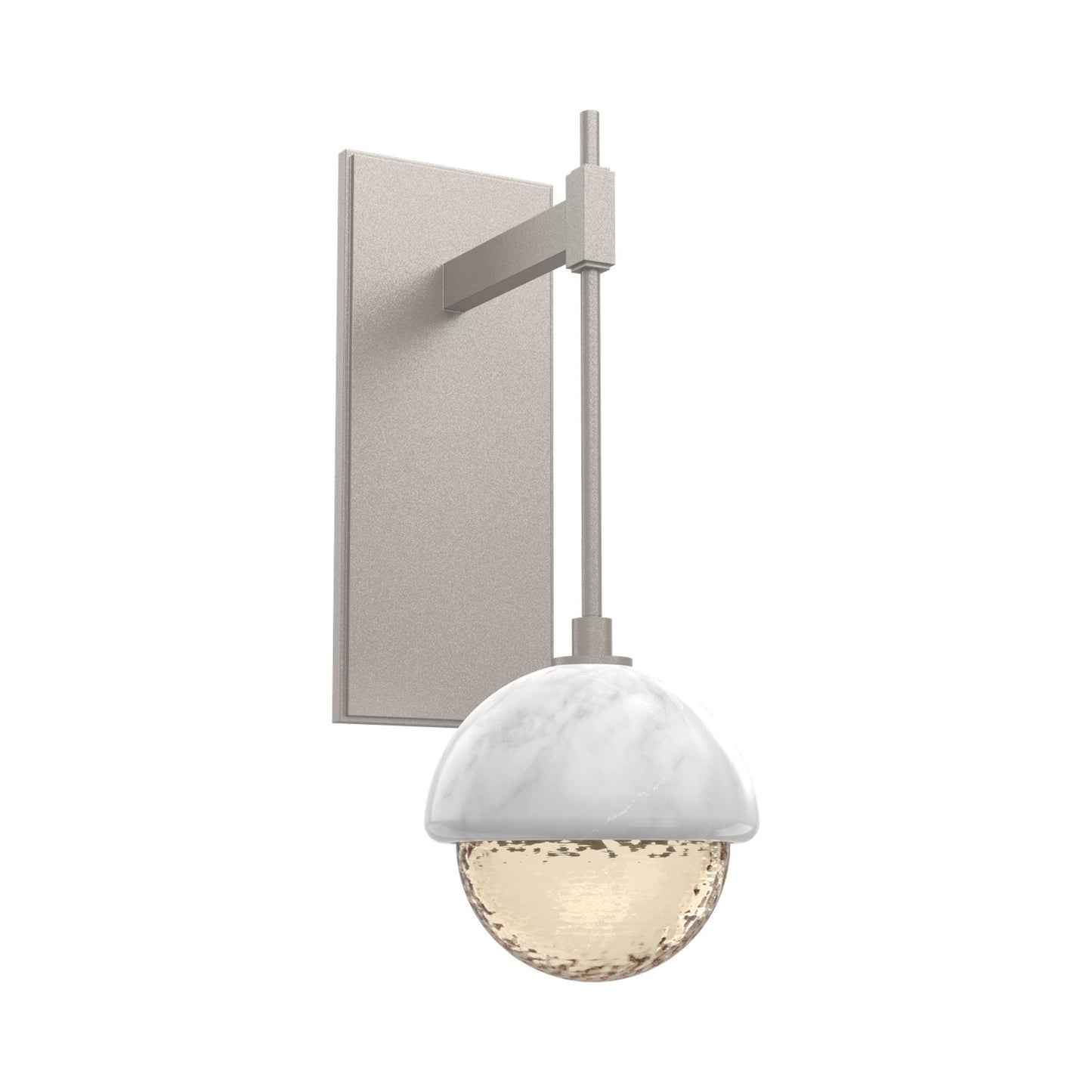 Cabochon Tempo LED Wall Light in Beige Silver/Amber Blown Glass (White Marble).