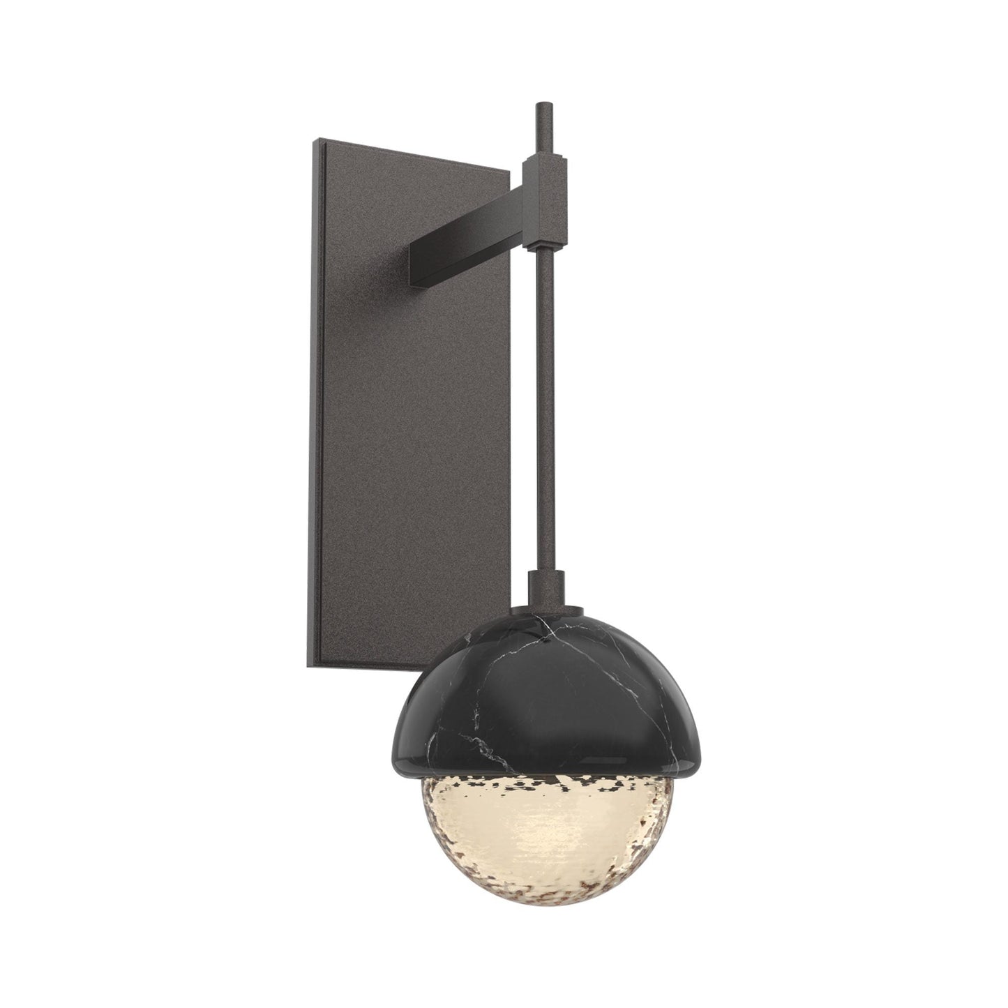 Cabochon Tempo LED Wall Light in Graphite/Amber Blown Glass (Black Marble).