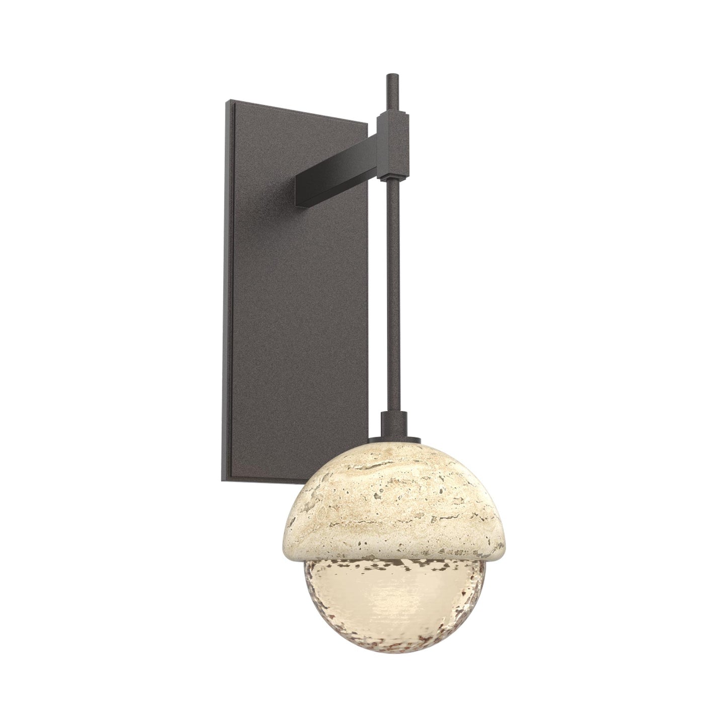 Cabochon Tempo LED Wall Light in Graphite/Amber Blown Glass (Travertine).