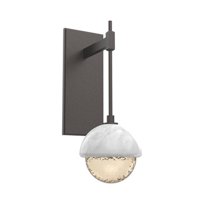 Cabochon Tempo LED Wall Light in Graphite/Amber Blown Glass (White Marble).