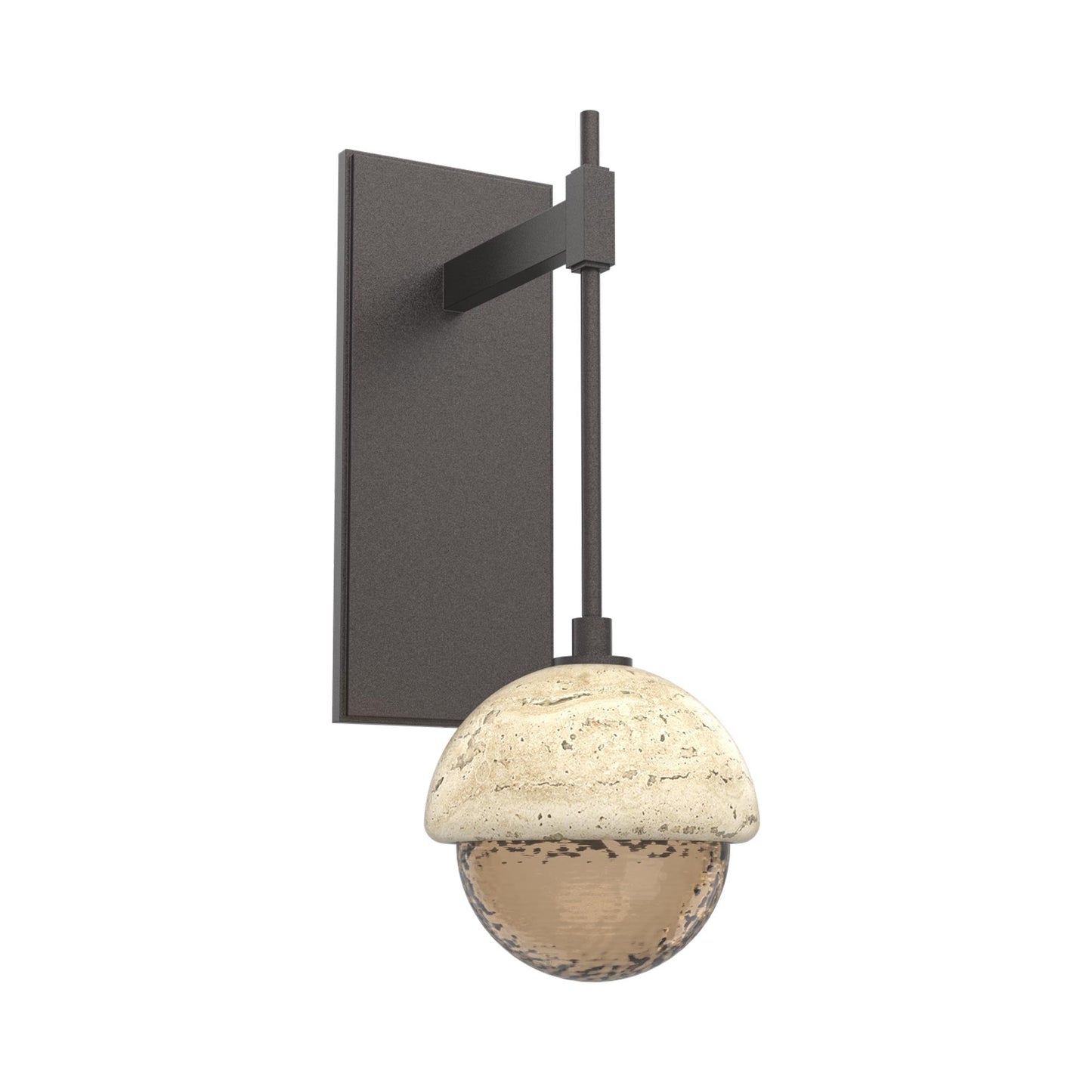 Cabochon Tempo LED Wall Light in Graphite/Bronze Blown Glass (Travertine).