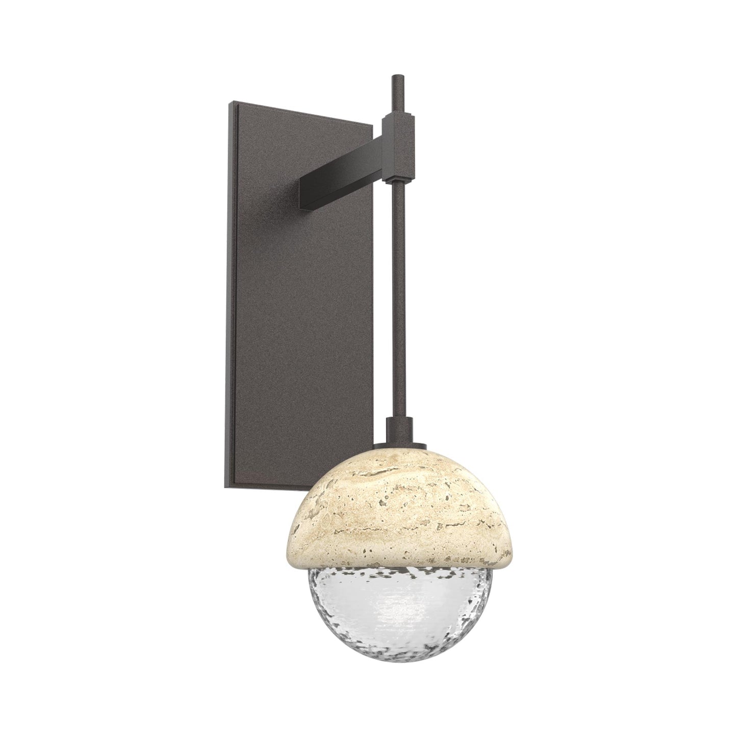Cabochon Tempo LED Wall Light in Graphite/Clear Blown Glass (Travertine).