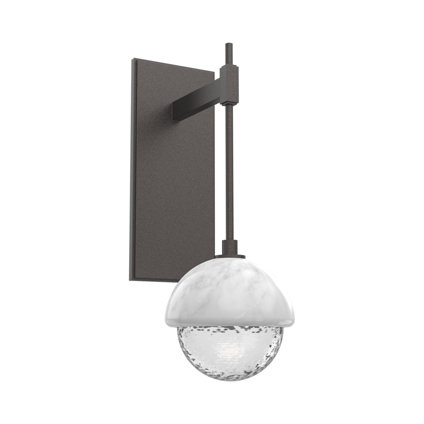 Cabochon Tempo LED Wall Light in Graphite/Clear Blown Glass (White Marble).