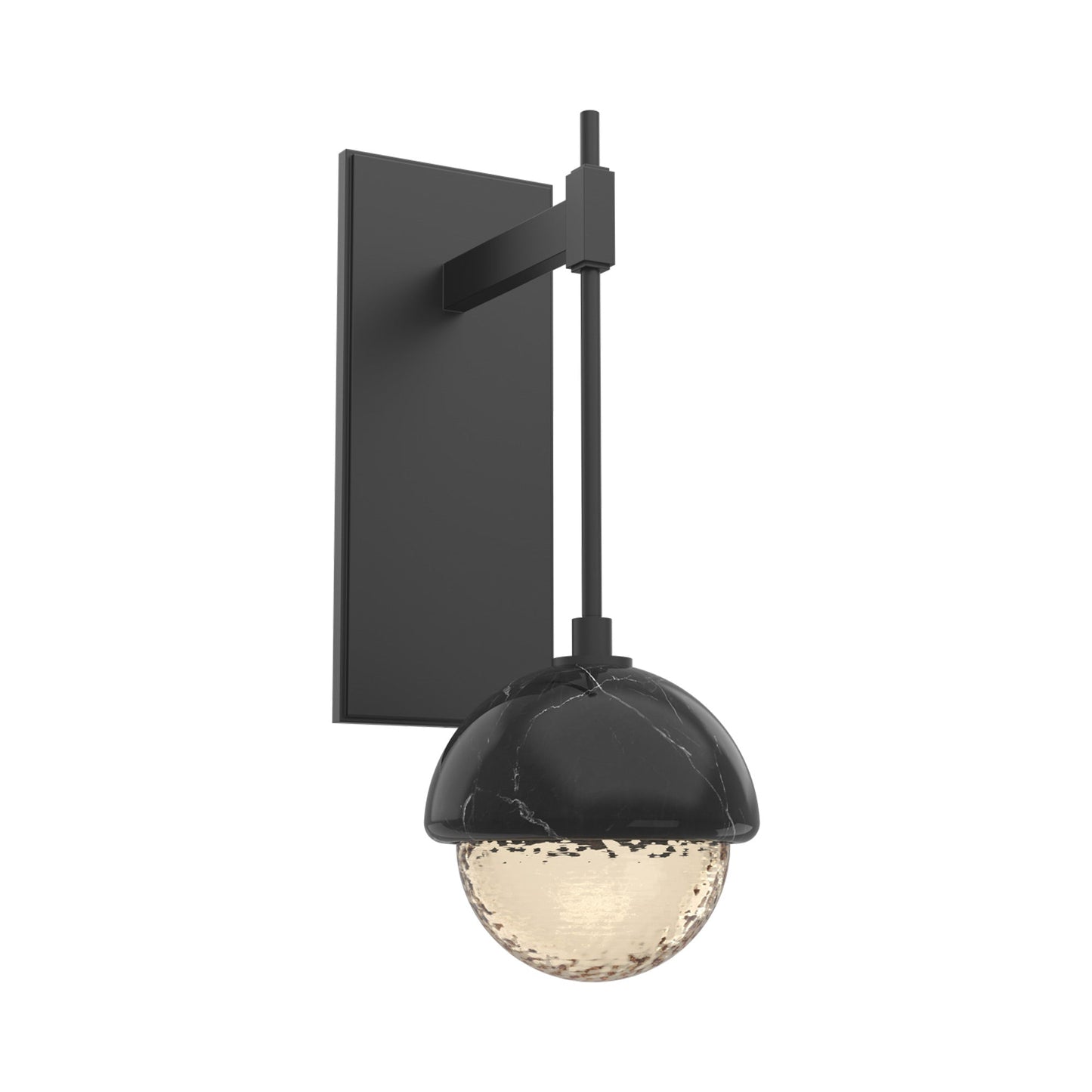 Cabochon Tempo LED Wall Light in Matte Black/Amber Blown Glass (Black Marble).