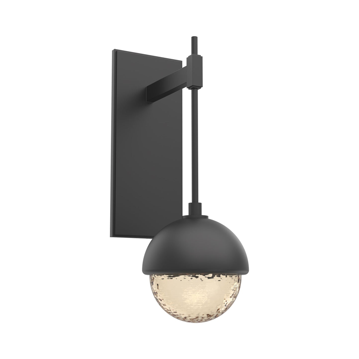 Cabochon Tempo LED Wall Light in Matte Black/Amber Blown Glass (Matching Finish).