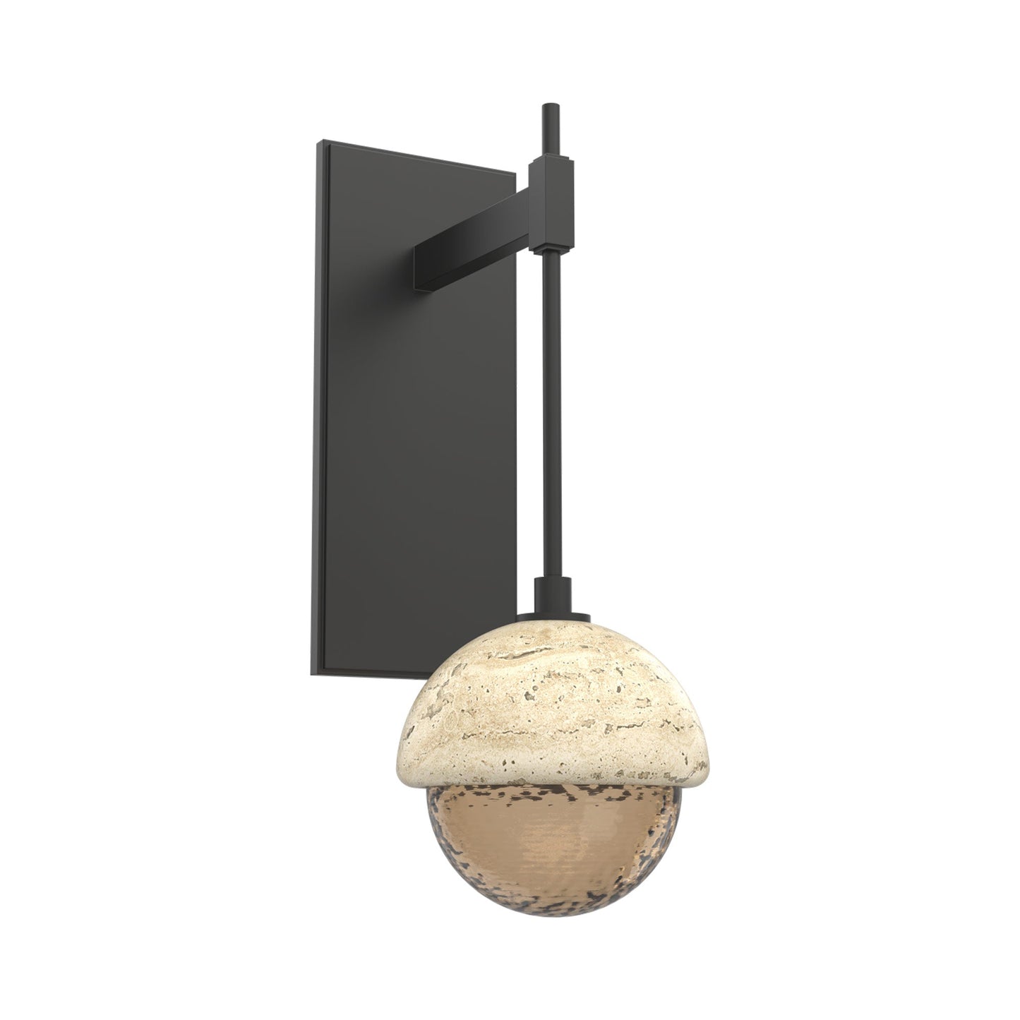 Cabochon Tempo LED Wall Light in Matte Black/Bronze Blown Glass (Travertine).