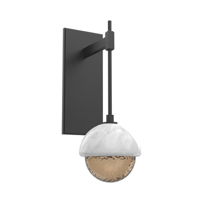 Cabochon Tempo LED Wall Light in Matte Black/Bronze Blown Glass (White Marble).