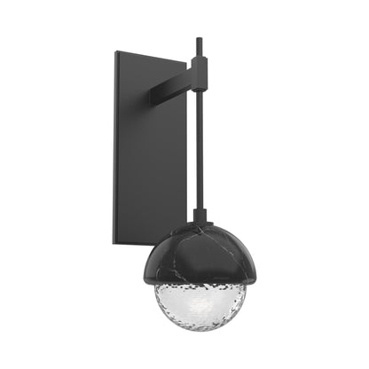 Cabochon Tempo LED Wall Light in Matte Black/Clear Blown Glass (Black Marble).