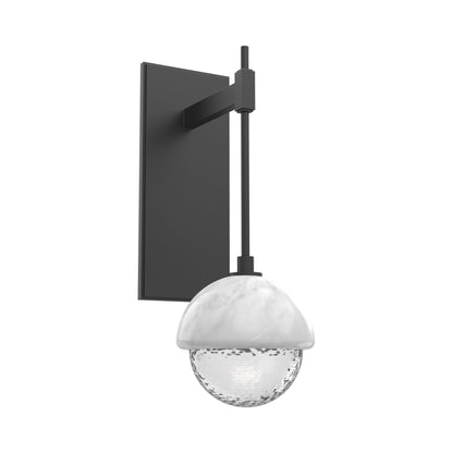 Cabochon Tempo LED Wall Light in Matte Black/Clear Blown Glass (White Marble).