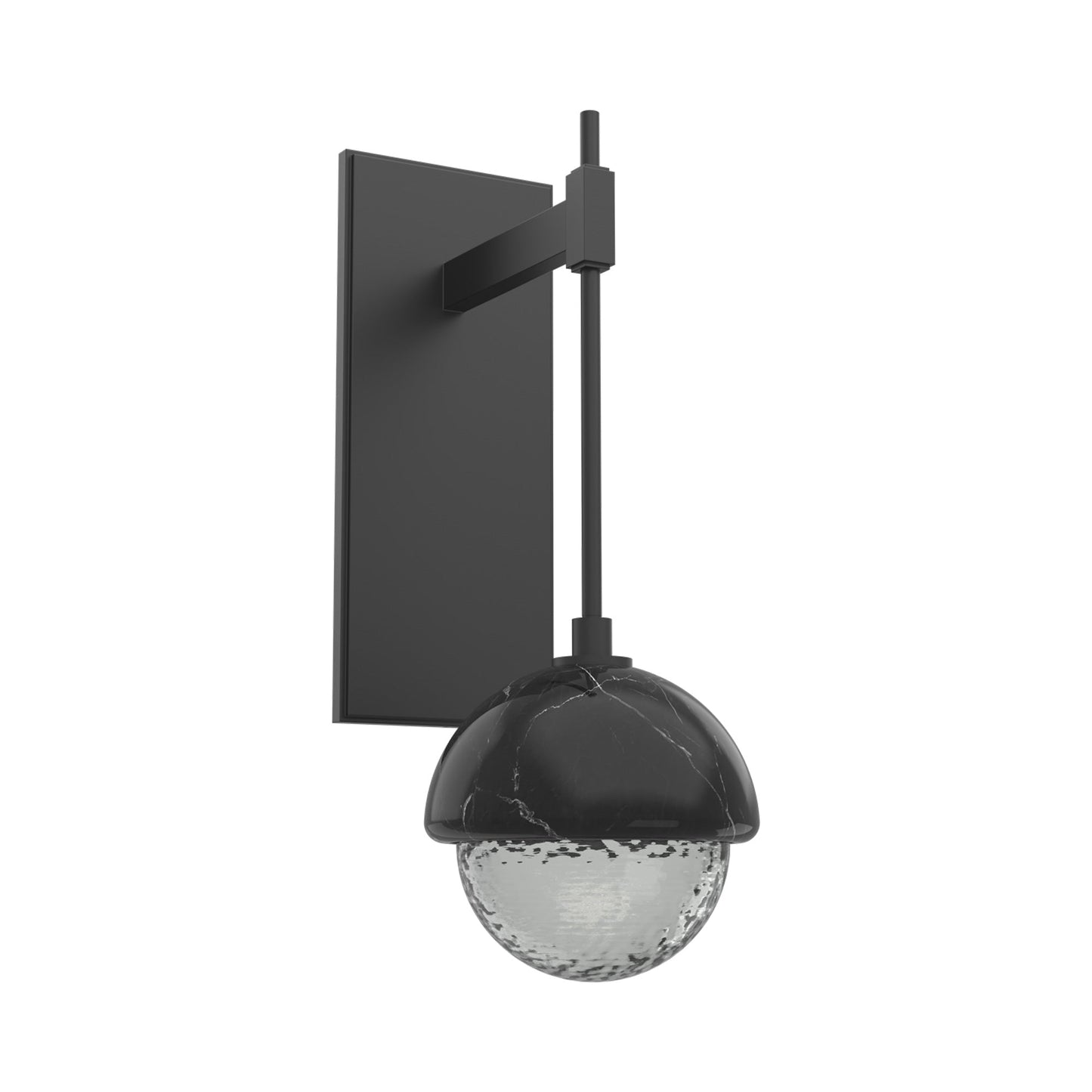 Cabochon Tempo LED Wall Light in Matte Black/Smoke Blown Glass (Black Marble).