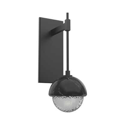 Cabochon Tempo LED Wall Light in Matte Black/Smoke Blown Glass (Black Marble).