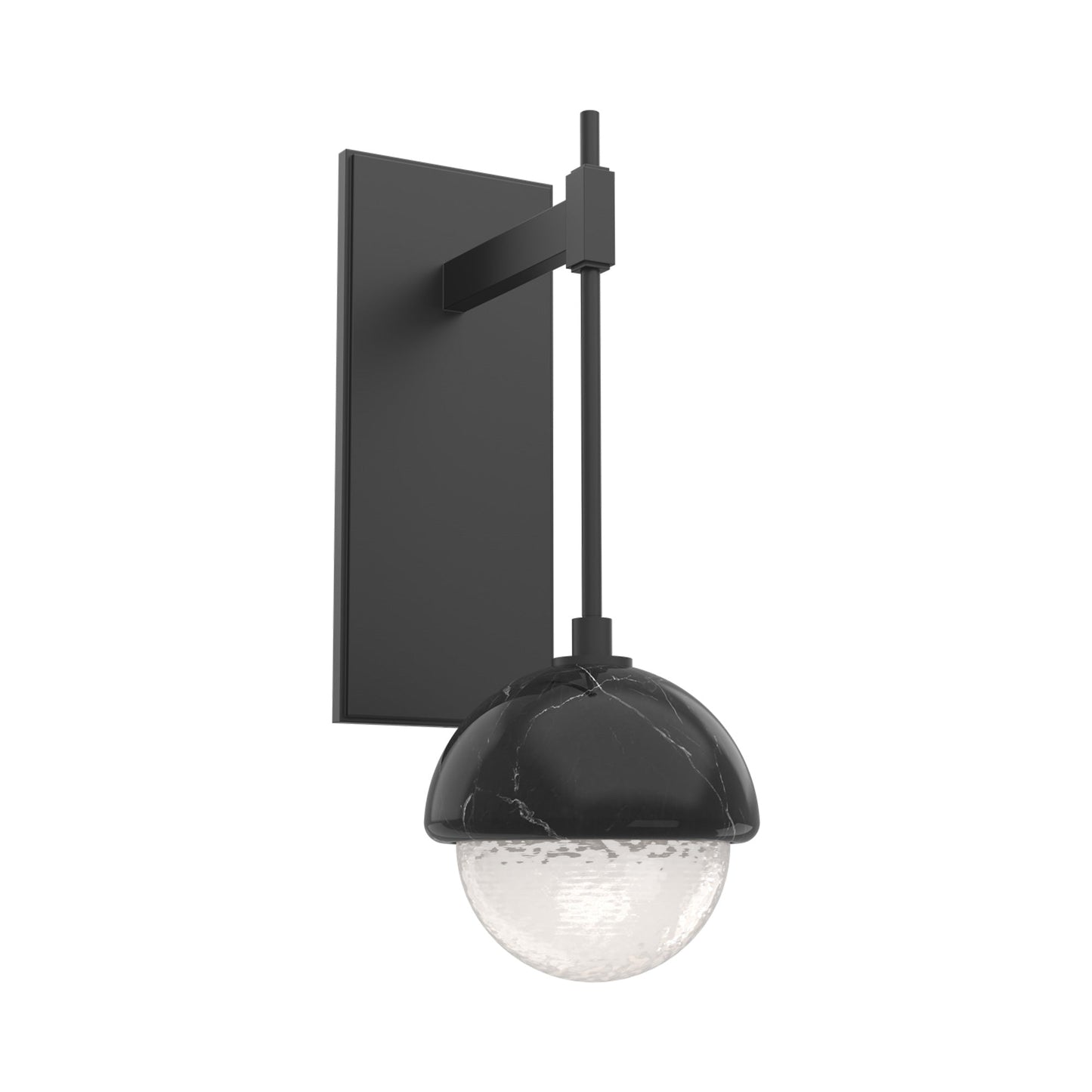 Cabochon Tempo LED Wall Light in Matte Black/White Blown Glass (Black Marble).