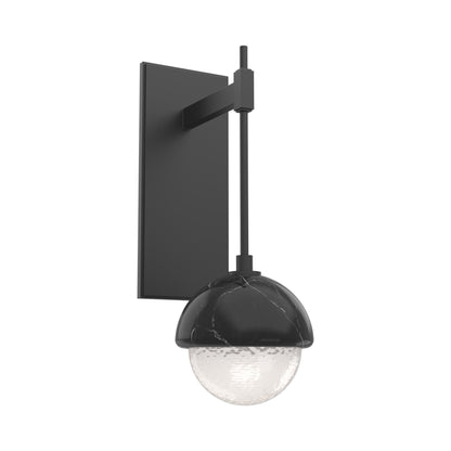 Cabochon Tempo LED Wall Light in Matte Black/White Blown Glass (Black Marble).