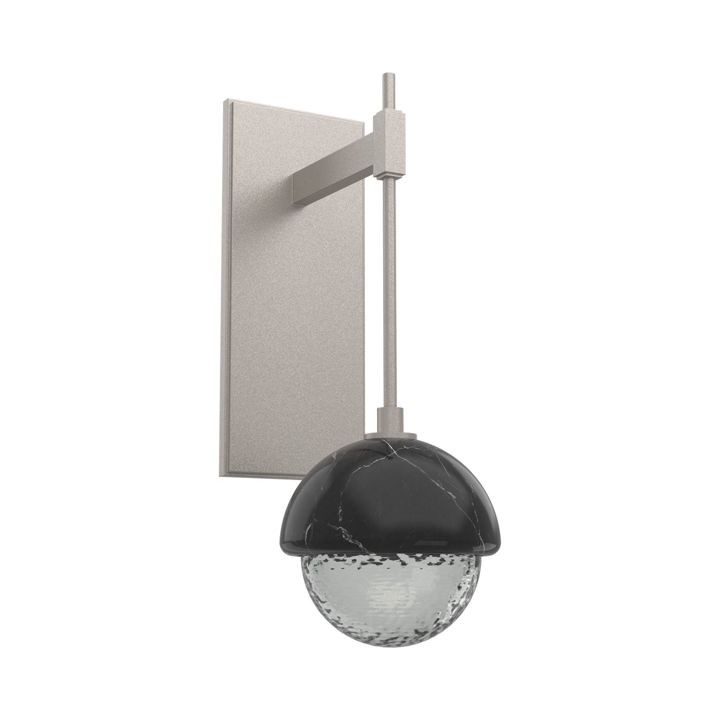 Cabochon Tempo LED Wall Light in Beige Silver/Smoke Blown Glass (Black Marble).