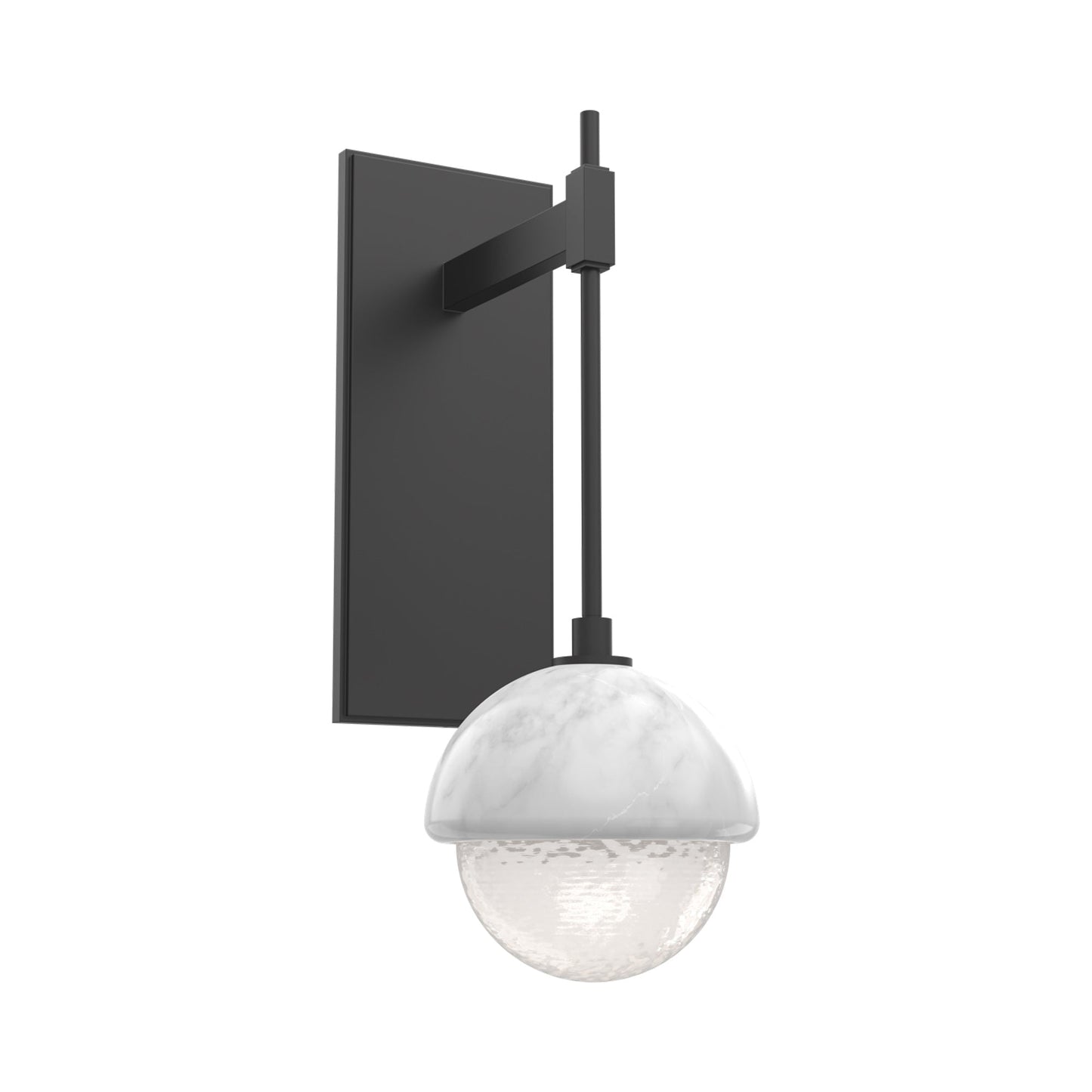 Cabochon Tempo LED Wall Light in Matte Black/White Blown Glass (White Marble).