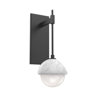 Cabochon Tempo LED Wall Light in Matte Black/White Blown Glass (White Marble).