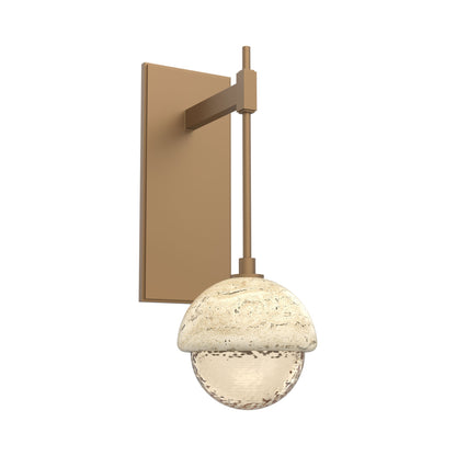 Cabochon Tempo LED Wall Light in Novel Brass/Amber Blown Glass (Travertine).