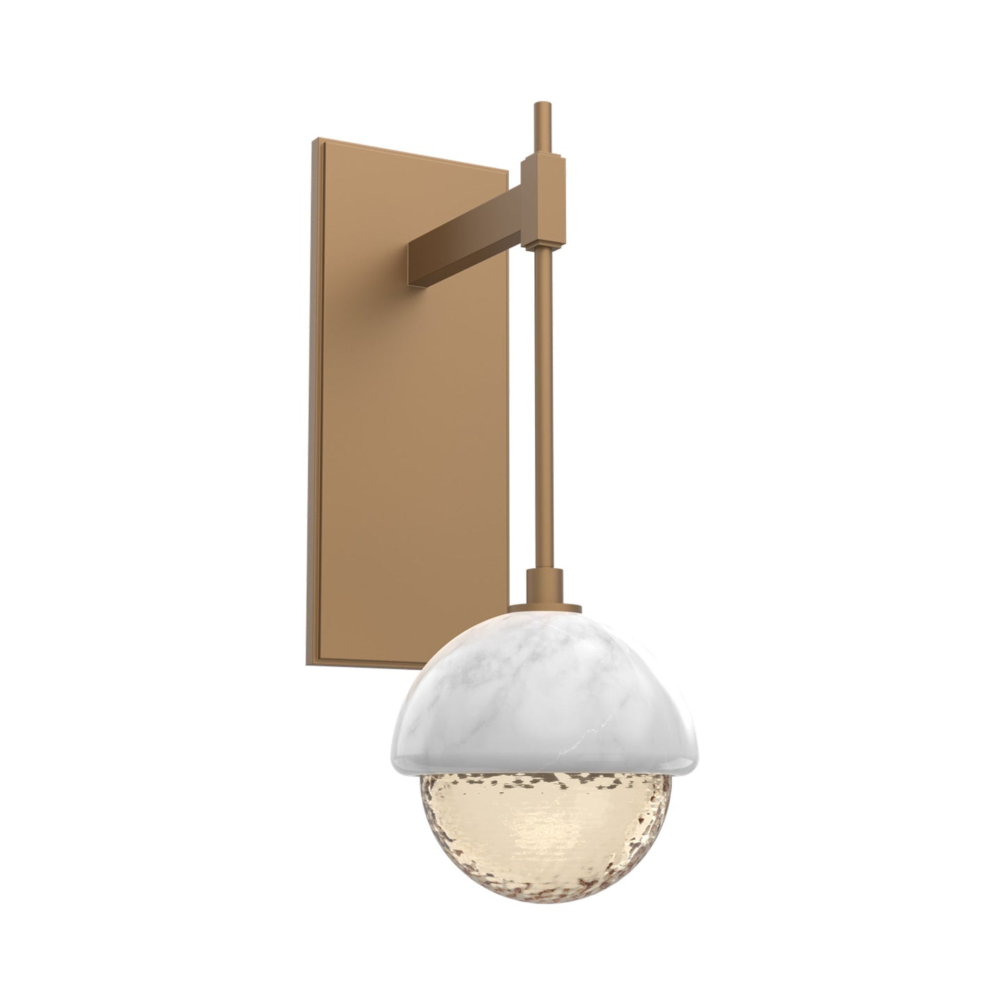 Cabochon Tempo LED Wall Light in Novel Brass/Amber Blown Glass (White Marble).