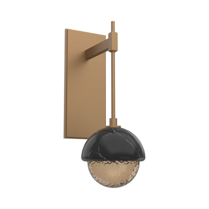 Cabochon Tempo LED Wall Light in Novel Brass/Bronze Blown Glass (Black Marble).