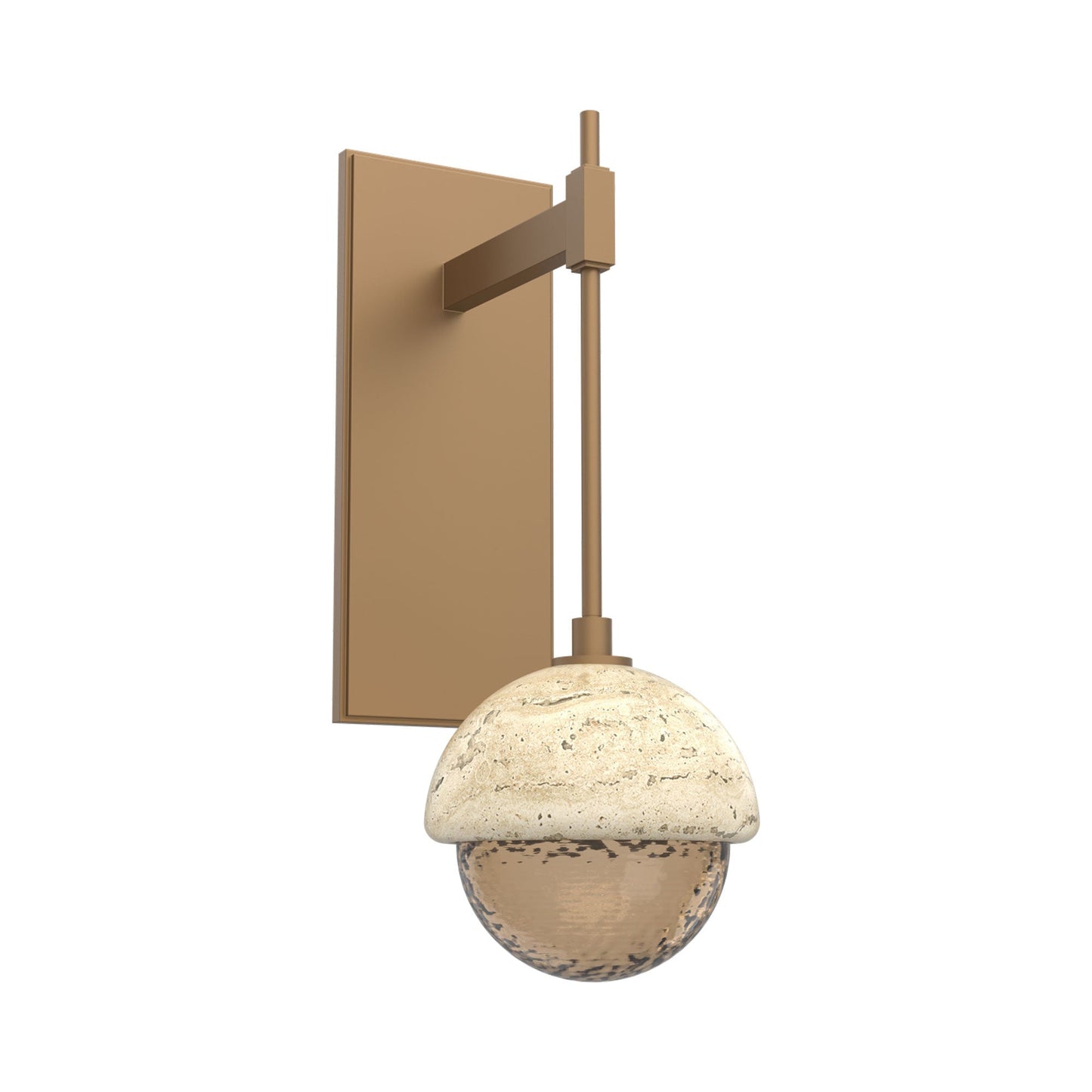 Cabochon Tempo LED Wall Light in Novel Brass/Bronze Blown Glass (Travertine).