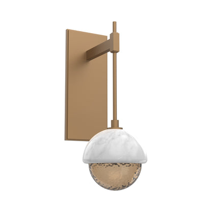 Cabochon Tempo LED Wall Light in Novel Brass/Bronze Blown Glass (White Marble).